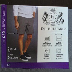 English Laundry CEO Midway Flex Stretch Shorts 9" Inseam Men's Size 40 Gray
